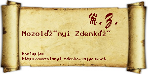 Mozolányi Zdenkó névjegykártya